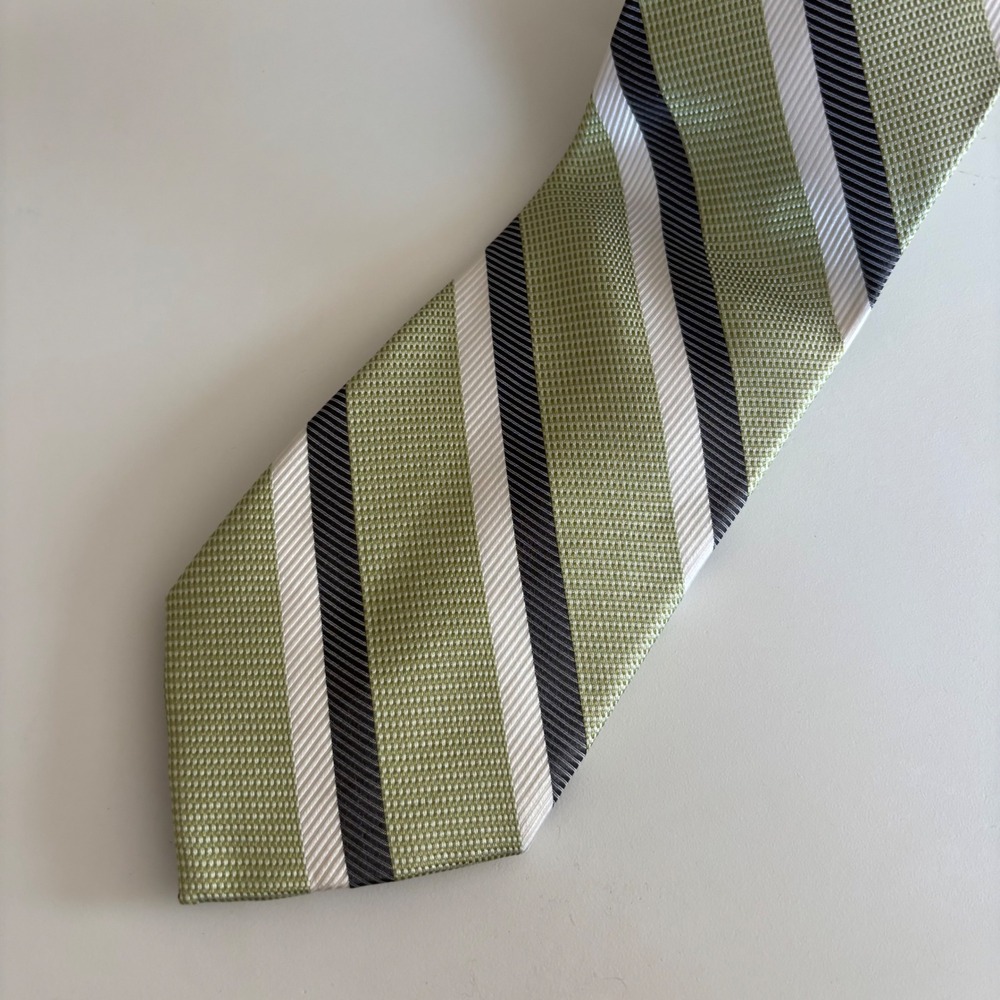 Jos. A. Bank Silk Necktie Mens One Size Green Striped Signature Collection‎